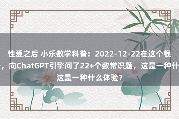 性爱之后 小乐数学科普：2022-12-22在这个很2的日子，向ChatGPT引擎问了22+个数常识题，这是一种什么体验？