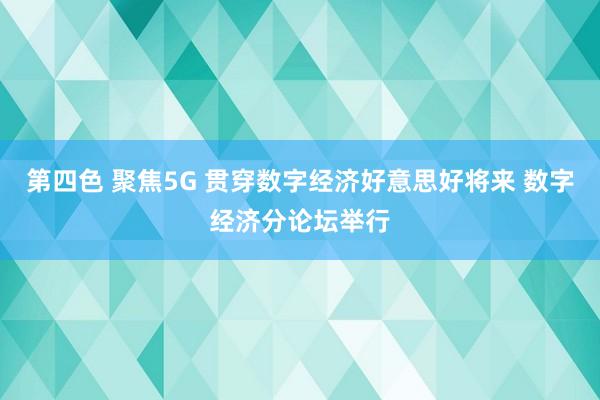 第四色 聚焦5G 贯穿数字经济好意思好将来 数字经济分论坛举行