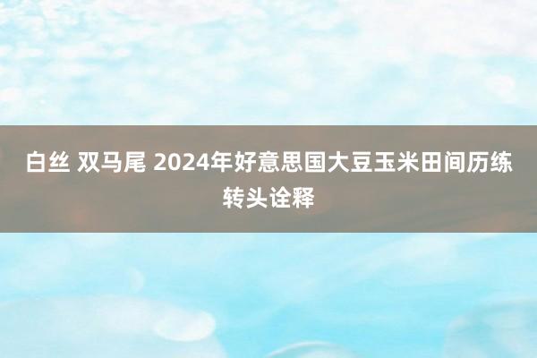 白丝 双马尾 2024年好意思国大豆玉米田间历练转头诠释