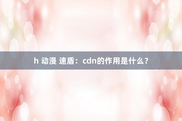 h 动漫 速盾：cdn的作用是什么？