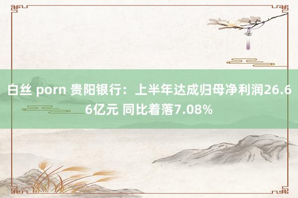 白丝 porn 贵阳银行：上半年达成归母净利润26.66亿元 同比着落7.08%